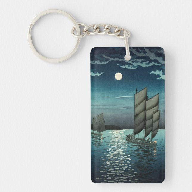 Tsuchiya Koitsu - Boats at Shinagawa, Night Keychain (Front)