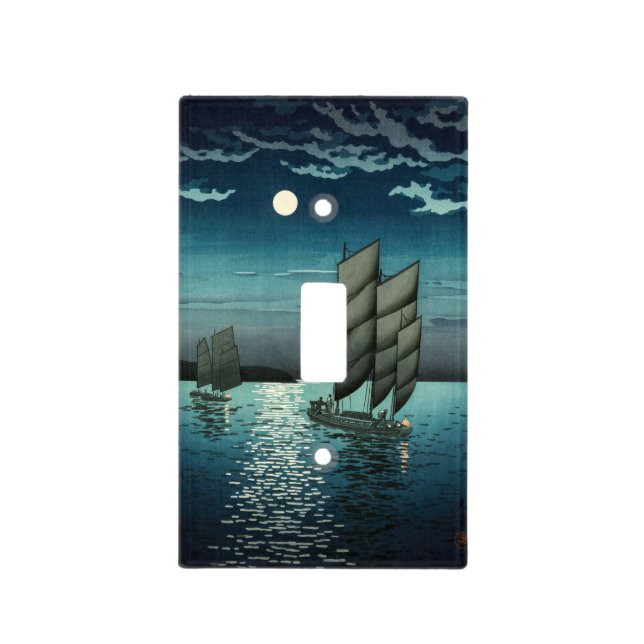 Tsuchiya Koitsu - Boats at Shinagawa, Night Light Switch Cover (Front)