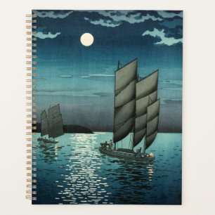 Tsuchiya Koitsu - Boats at Shinagawa, Night Planner