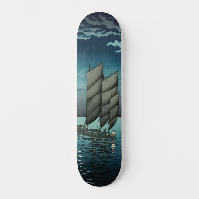 Tsuchiya Koitsu - Boats at Shinagawa, Night Skateboard (Front)
