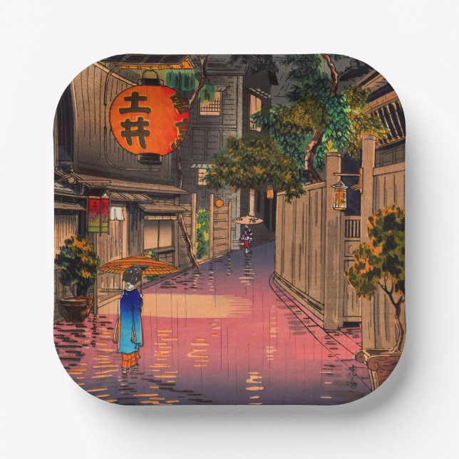 Tsuchiya Koitsu - Evening at Ushigome Paper Plates (Front)
