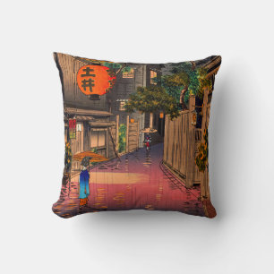 Tsuchiya Koitsu - Evening at Ushigome Throw Pillow