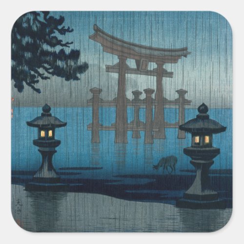 Tsuchiya Koitsu _ Miyajima in the Rain Square Sticker