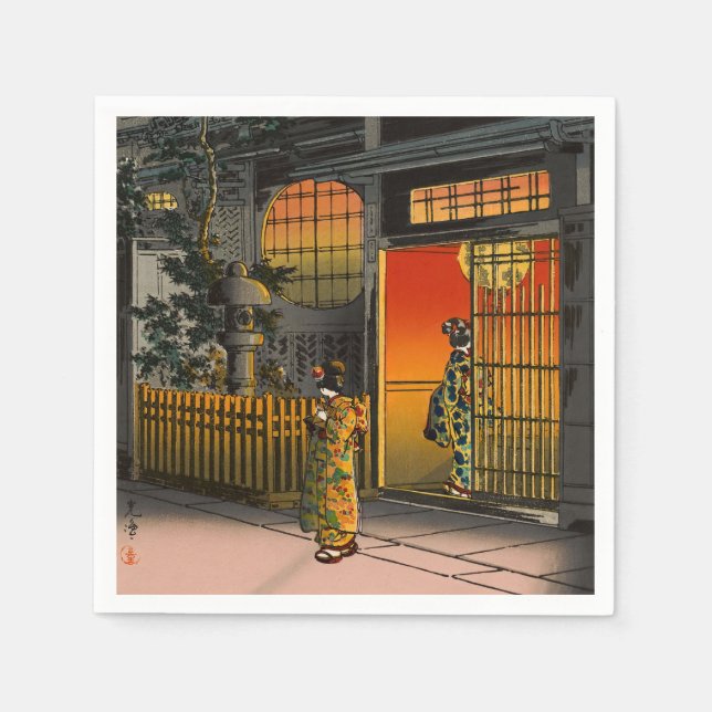 Tsuchiya Koitsu - Side Street Araki in Yotsuya Napkins (Front)