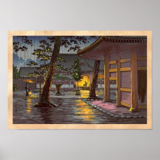 Tsuchiya Koitsu Sketches Takanawa Sengakuji Temple Poster