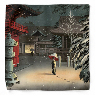 Tsuchiya Koitsu - Snow at Nezu Shrine Bandana