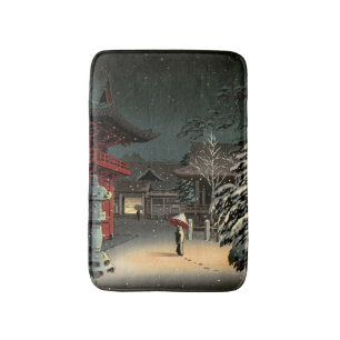 Tsuchiya Koitsu - Snow at Nezu Shrine Bath Mat