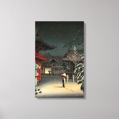 Tsuchiya Koitsu _ Snow at Nezu Shrine Canvas Print