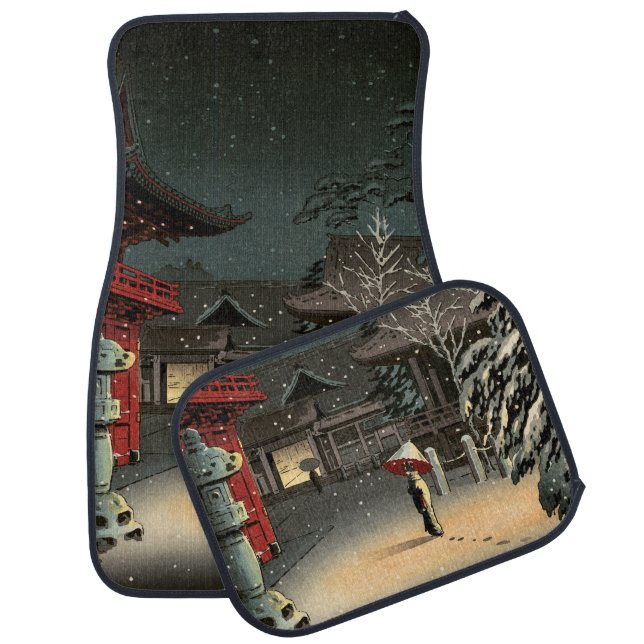 Tsuchiya Koitsu - Snow at Nezu Shrine Car Floor Mat (Set)