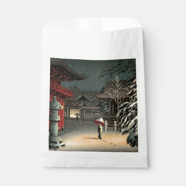 Tsuchiya Koitsu - Snow at Nezu Shrine Favor Bag (Front)