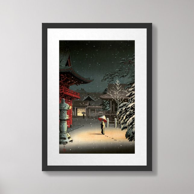 Tsuchiya Koitsu - Snow at Nezu Shrine Framed Art (Framed Front)