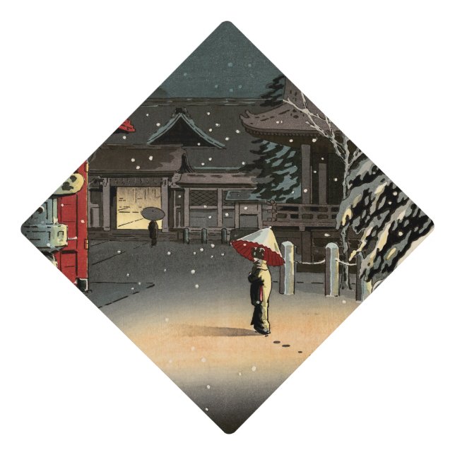 Tsuchiya Koitsu - Snow at Nezu Shrine Graduation Cap Topper (Front)