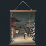 Tsuchiya Koitsu - Snow at Nezu Shrine Hanging Tapestry<br><div class="desc">Snow at Nezu Shrine / Woman in Snow - Tsuchiya Koitsu,  Woodblock color print,  1934</div>