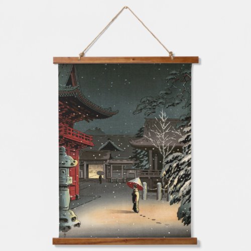 Tsuchiya Koitsu _ Snow at Nezu Shrine Hanging Tapestry