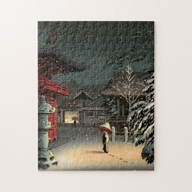 Tsuchiya Koitsu - Snow at Nezu Shrine Jigsaw Puzzle (Vertical)