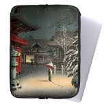 Tsuchiya Koitsu - Snow at Nezu Shrine Laptop Sleeve<br><div class="desc">Snow at Nezu Shrine / Woman in Snow - Tsuchiya Koitsu,  Woodblock color print,  1934</div>