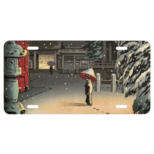 Tsuchiya Koitsu - Snow at Nezu Shrine License Plate (Front)