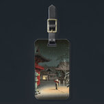 Tsuchiya Koitsu - Snow at Nezu Shrine Luggage Tag<br><div class="desc">Snow at Nezu Shrine / Woman in Snow - Tsuchiya Koitsu,  Woodblock color print,  1934</div>
