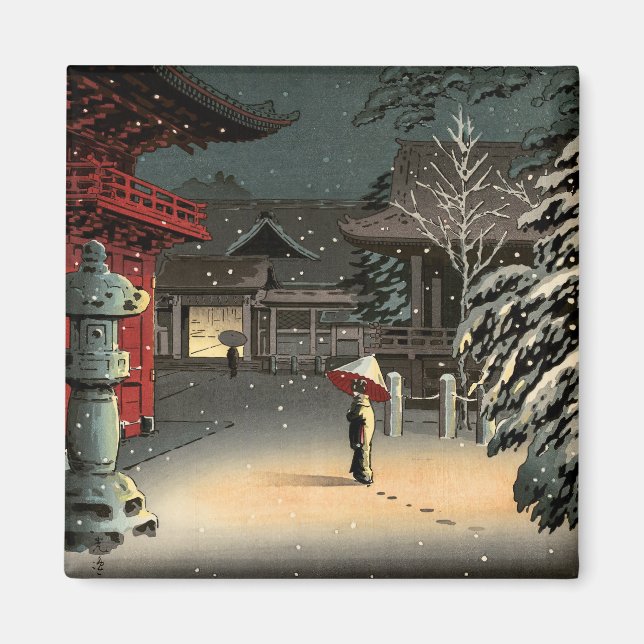 Tsuchiya Koitsu - Snow at Nezu Shrine Magnet (Front)