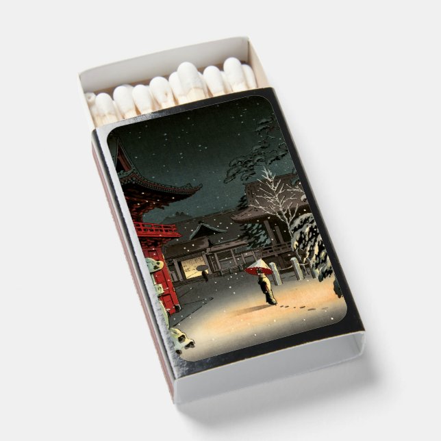 Tsuchiya Koitsu - Snow at Nezu Shrine Matchboxes (Front Open)