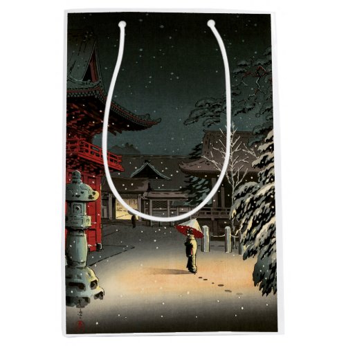 Tsuchiya Koitsu _ Snow at Nezu Shrine Medium Gift Bag