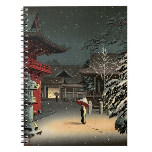 Tsuchiya Koitsu _ Snow at Nezu Shrine Notebook