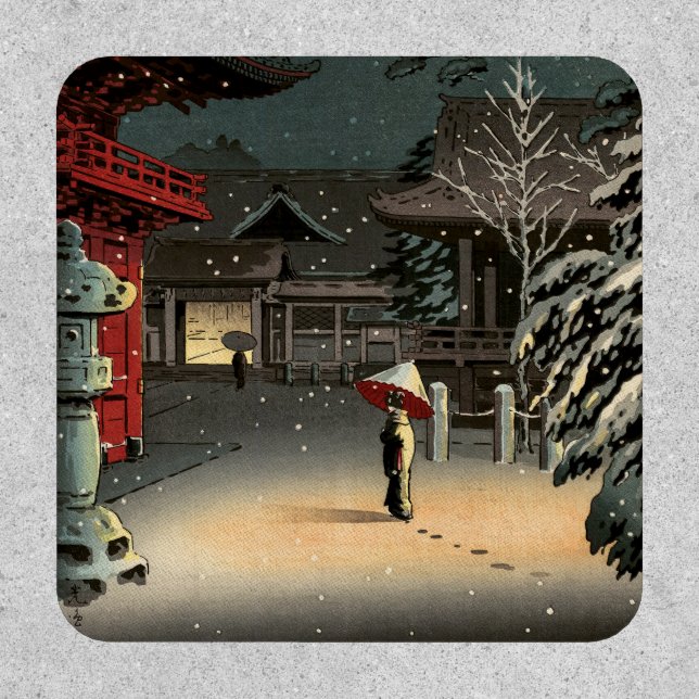 Tsuchiya Koitsu - Snow at Nezu Shrine Patch (Front)
