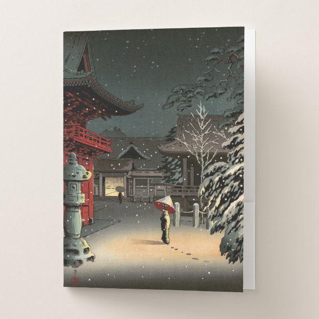 Tsuchiya Koitsu - Snow at Nezu Shrine Pocket Folder (Front)