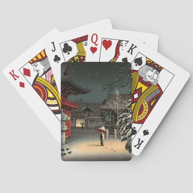 Tsuchiya Koitsu - Snow at Nezu Shrine Poker Cards (Back)