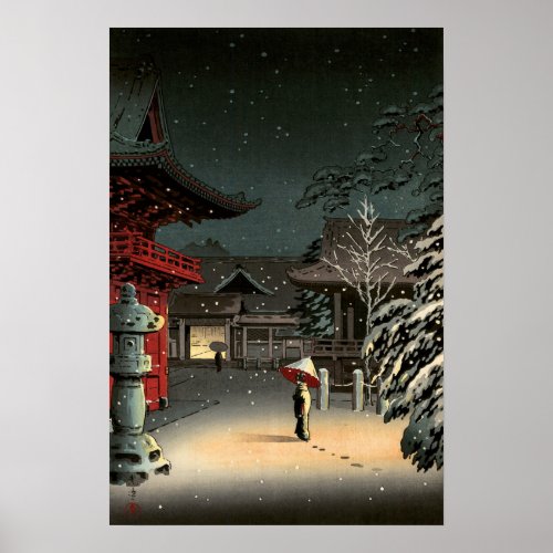 Tsuchiya Koitsu _ Snow at Nezu Shrine Poster