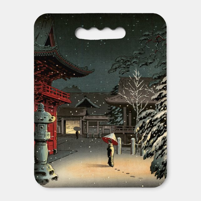 Tsuchiya Koitsu - Snow at Nezu Shrine Seat Cushion (Front Vertical)