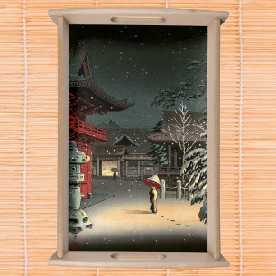 Tsuchiya Koitsu - Snow at Nezu Shrine Serving Tray