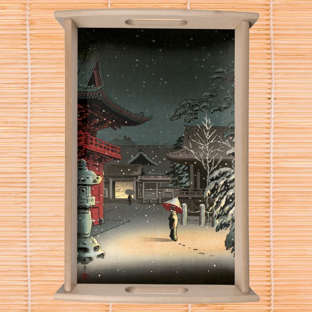 Tsuchiya Koitsu - Snow at Nezu Shrine Serving Tray (Creator Uploaded)