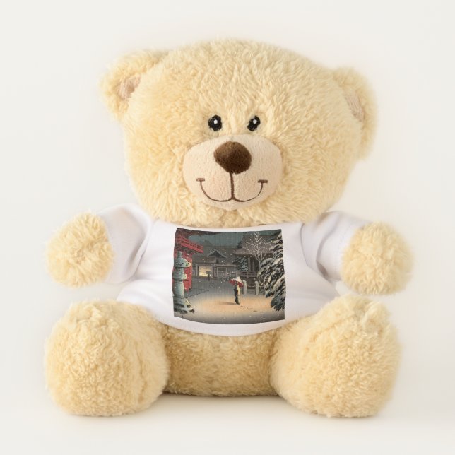 Tsuchiya Koitsu - Snow at Nezu Shrine Teddy Bear (Front)