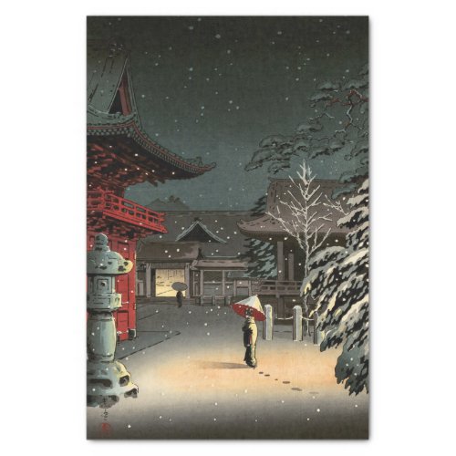 Tsuchiya Koitsu _ Snow at Nezu Shrine Tissue Paper