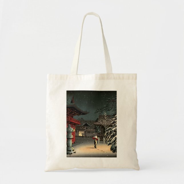 Tsuchiya Koitsu - Snow at Nezu Shrine Tote Bag (Front)