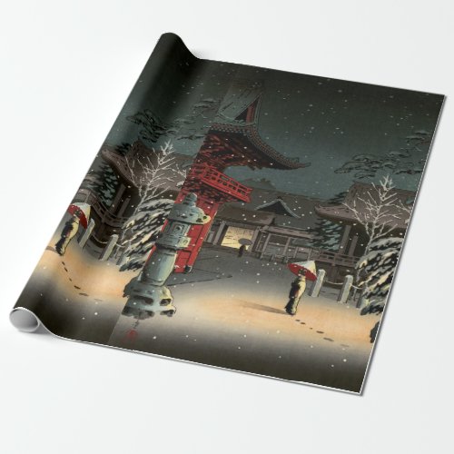 Tsuchiya Koitsu _ Snow at Nezu Shrine Wrapping Paper