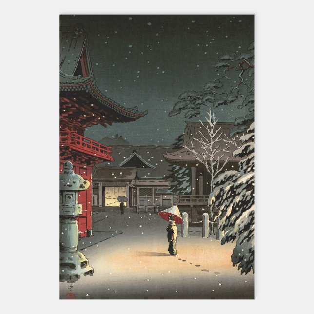 Tsuchiya Koitsu - Snow at Nezu Shrine Wrapping Paper Sheets (Creator Uploaded)