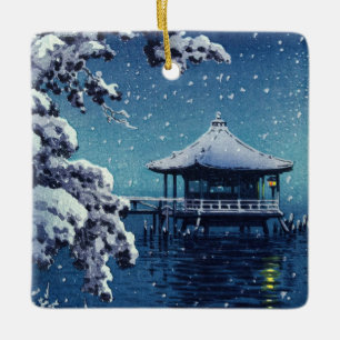 Tsuchiya Koitsu - Snow on the Ukimido at Katada Ceramic Ornament