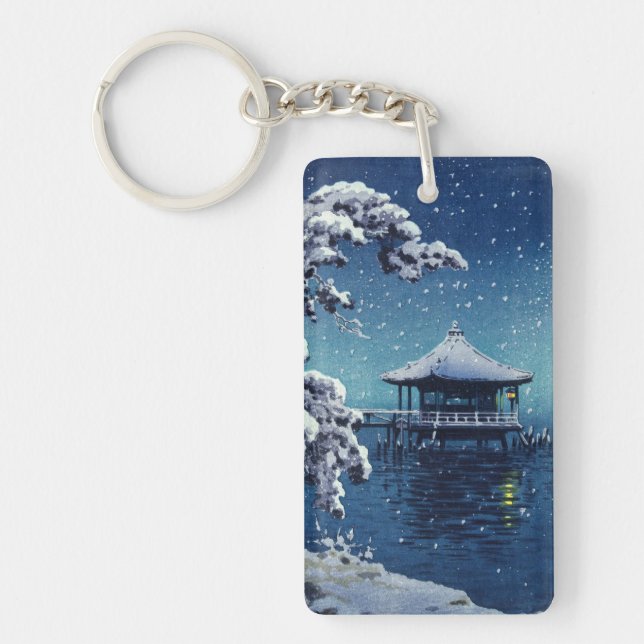 Tsuchiya Koitsu - Snow on the Ukimido at Katada Keychain (Front)