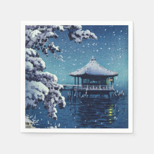 Tsuchiya Koitsu - Snow on the Ukimido at Katada Napkins