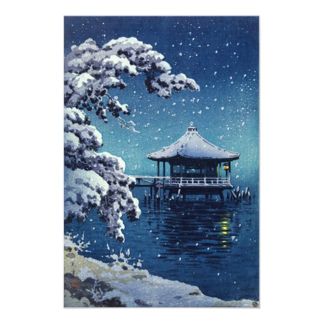 Tsuchiya Koitsu - Snow on the Ukimido at Katada Photo Print (Front)