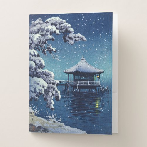 Tsuchiya Koitsu _ Snow on the Ukimido at Katada Pocket Folder