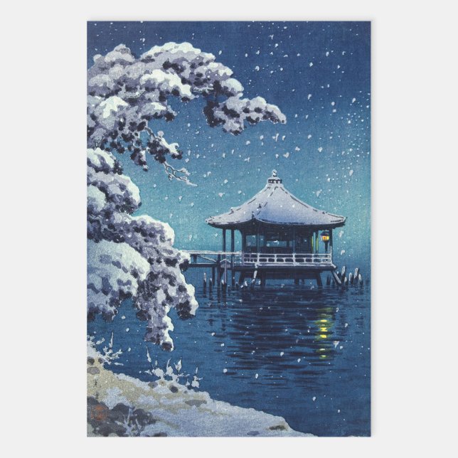 Tsuchiya Koitsu - Snow on the Ukimido at Katada Wrapping Paper Sheets (Creator Uploaded)
