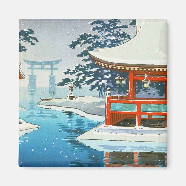 Tsuchiya Koitsu Snowy Miyajima winter scenery art Magnet (Front)