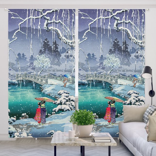 Tsuchiya Koitsu - Spring Snow at Maruyama Blackout Curtains (Living Room)
