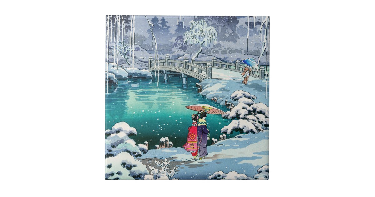 Tsuchiya Koitsu - Spring Snow at Maruyama Ceramic Tile | Zazzle