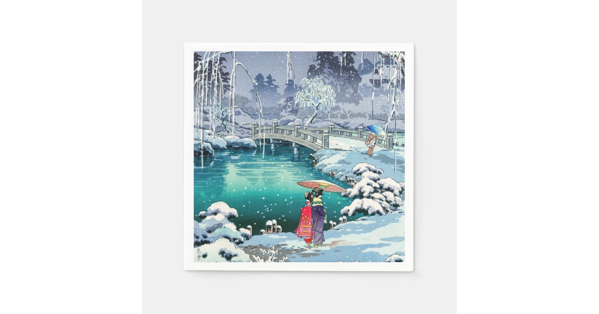 Tsuchiya Koitsu - Spring Snow at Maruyama Napkins | Zazzle