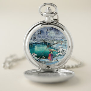 Tsuchiya Koitsu - Spring Snow at Maruyama Pocket Watch