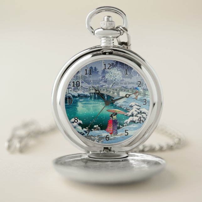 Tsuchiya Koitsu - Spring Snow at Maruyama Pocket Watch (Inside)